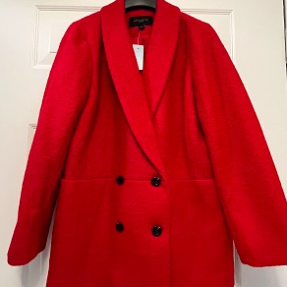 NWT Ann Taylor Red Peacoat 4 Front button Coat Size S Petite